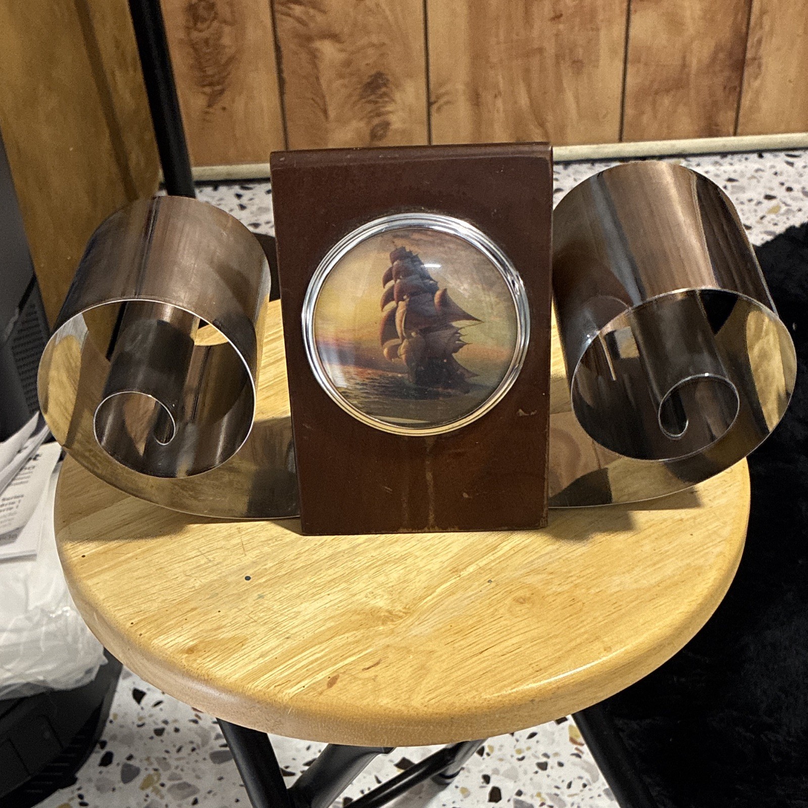 Vintage 1930s Art Deco Revere Rome NY Scroll Bookend Fred Farr Pat 95811 Chrome Vintage 1930s Art Deco Revere Rome NY Scroll Bookend Fred Farr Pat 95811 Chrome