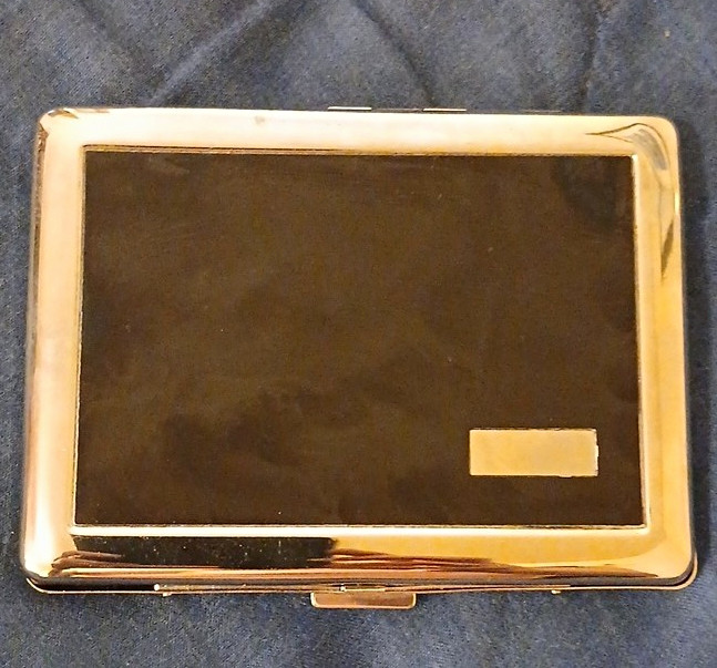 Vintage Colibri Of London Silver Tone Metal Cigarette/Tobacco/Card Case w/ Black