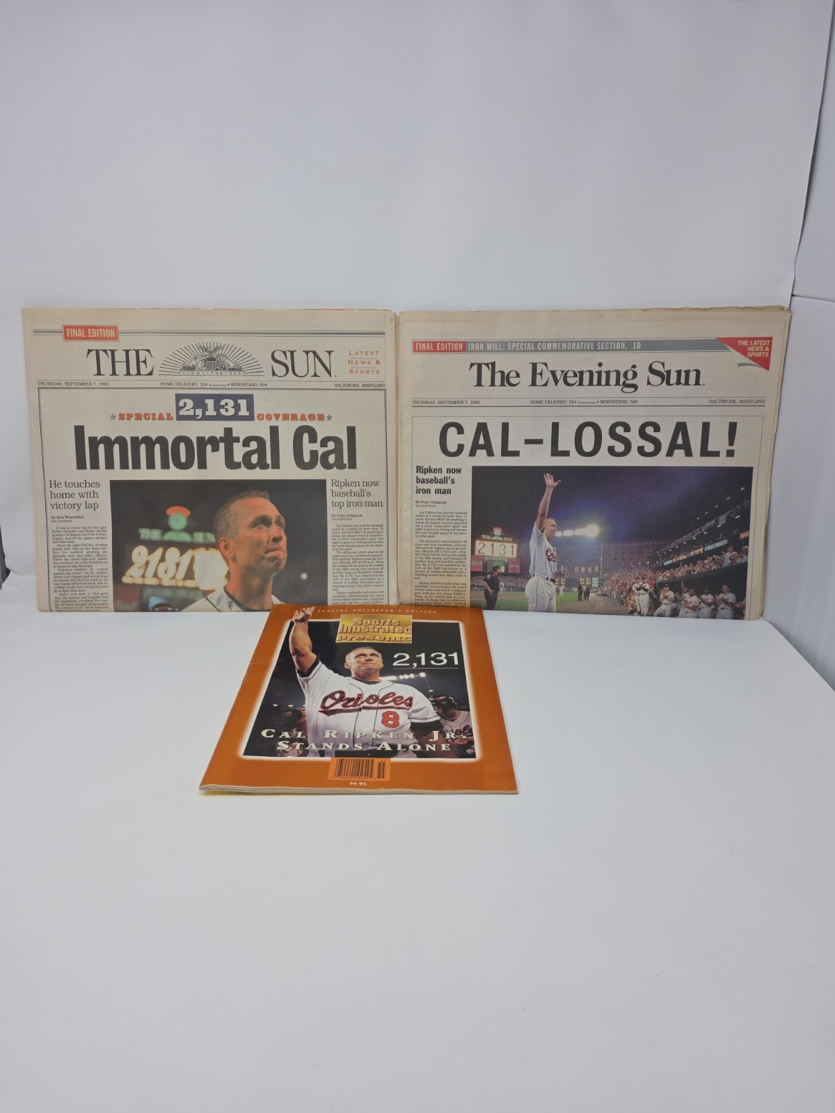 1995 The Baltimore Evening Sun Newspaper CAL-LOSSAL Cal Ripken Iron Man 1995 The Baltimore Evening Sun Newspaper CAL-LOSSAL Cal Ripken Iron Man
