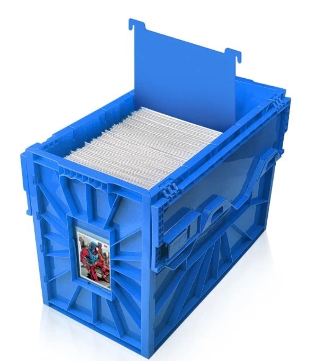 BCW Short Comic Bin Stackable w/ Locking Lid (Blue Plastic) - BCW Short Comic Bin Stackable w/ Locking Lid (Blue Plastic) -