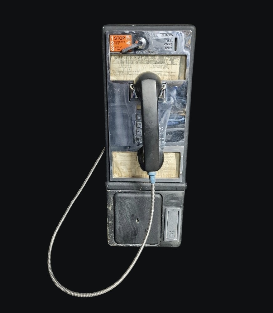VINTAGE PAYPHONE. CHROME. PLEASE READ NO KEYS VINTAGE PAYPHONE. CHROME. PLEASE READ NO KEYS