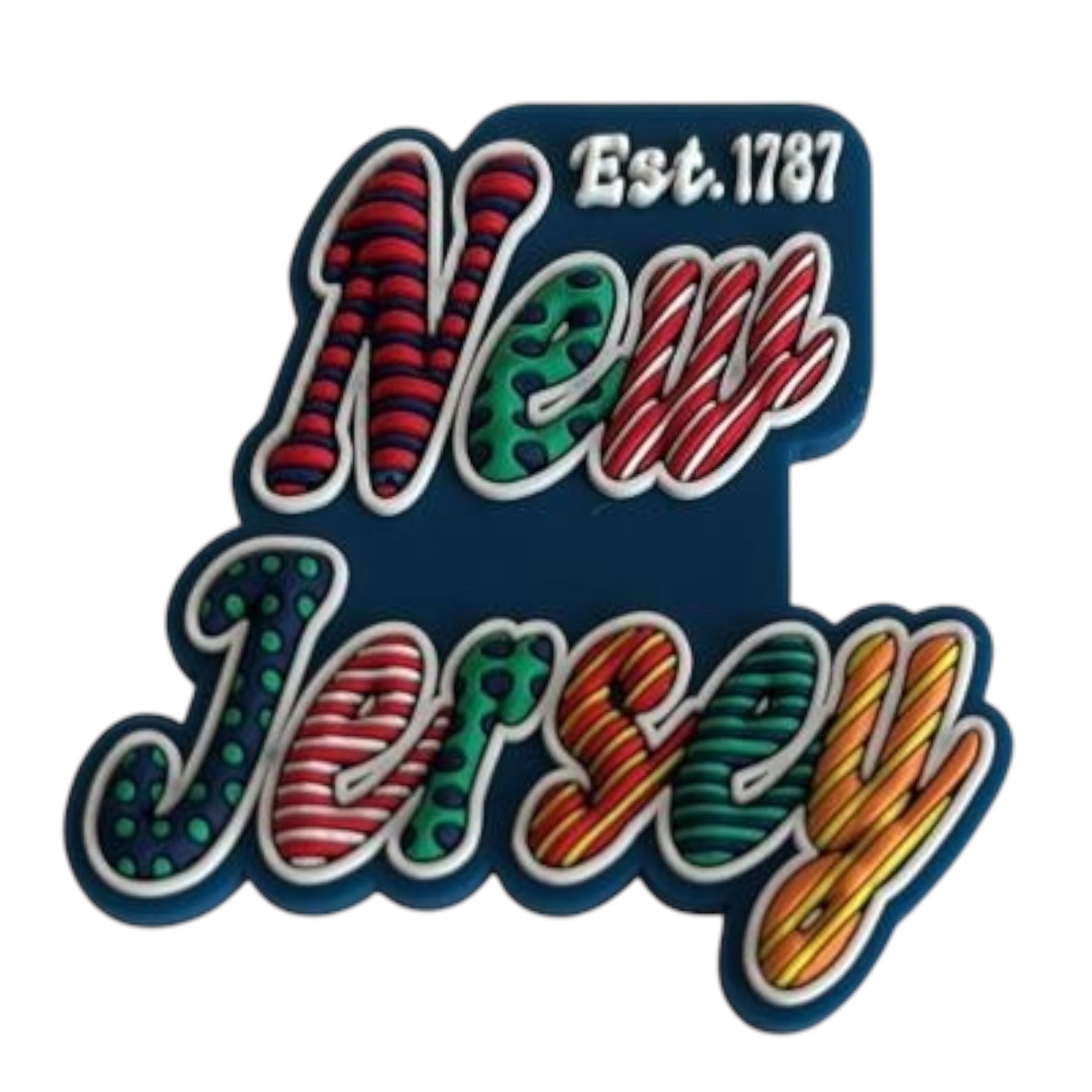 New Jersey Festive Multicolor Letters Fridge Designer Magnet 2.0" X 2.25"