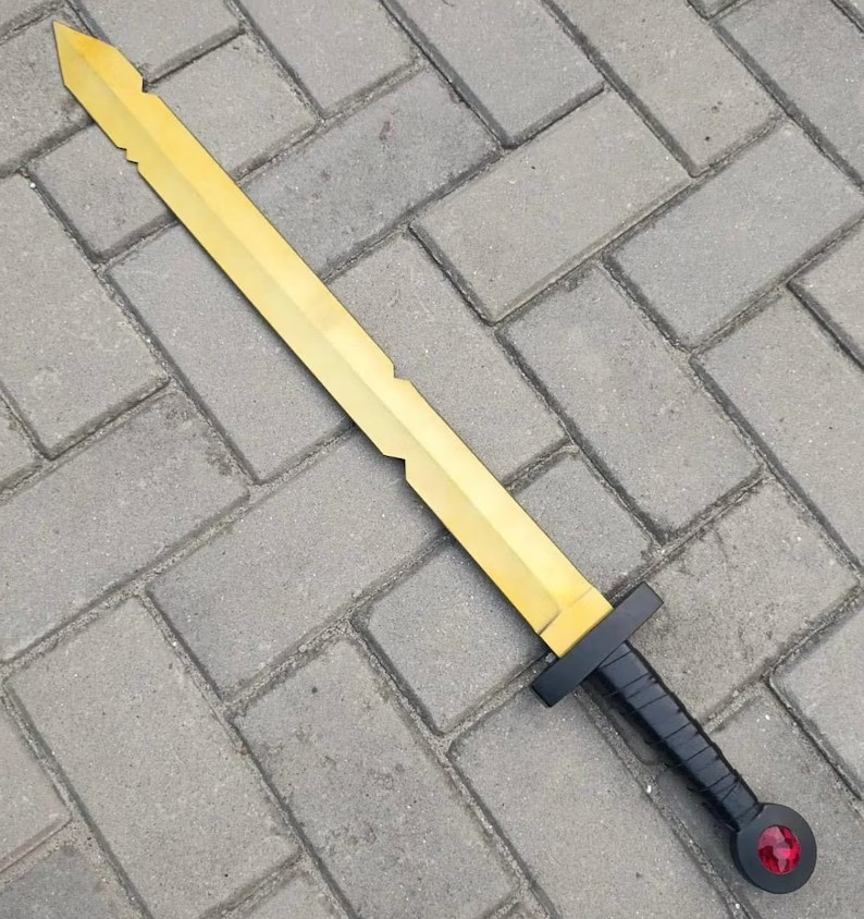 Handmade Finn’s Scarlet Golden Sword Replica Sword, Viking Battle Ready Sword