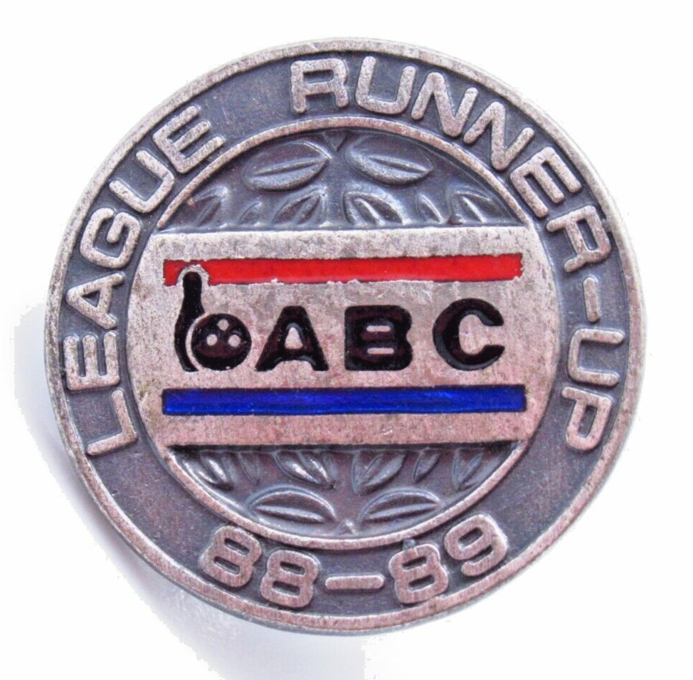 ABC Bowling Pin League Runner-Up Lapel Pin 1988 1989 Vintage Silver Tone Laurel