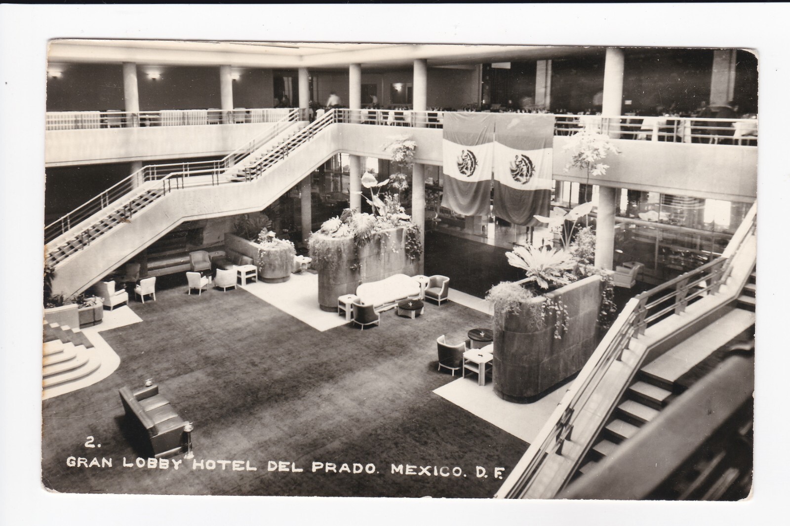 Gran Lobby Hotel Del Prado Mexico RPPC Real Photo Postcard Gran Lobby Hotel Del Prado Mexico RPPC Real Photo Postcard