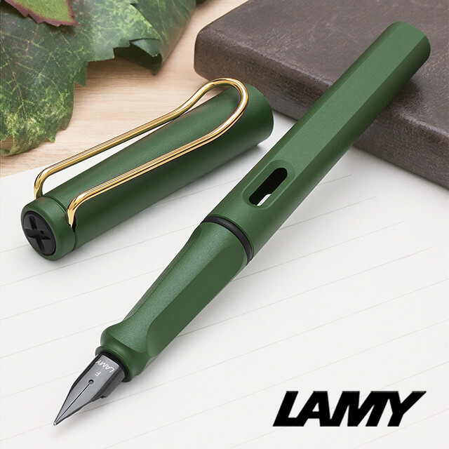 bargain price LAMY safari field green gold clip fountain pen EF,F,M bargain price LAMY safari field green gold clip fountain pen EF,F,M