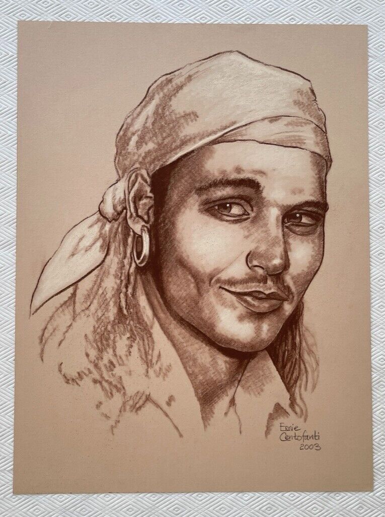 Original Art Johnny Depp 2003 Pirates Capt Jack Sparrow Ernie Centofanti