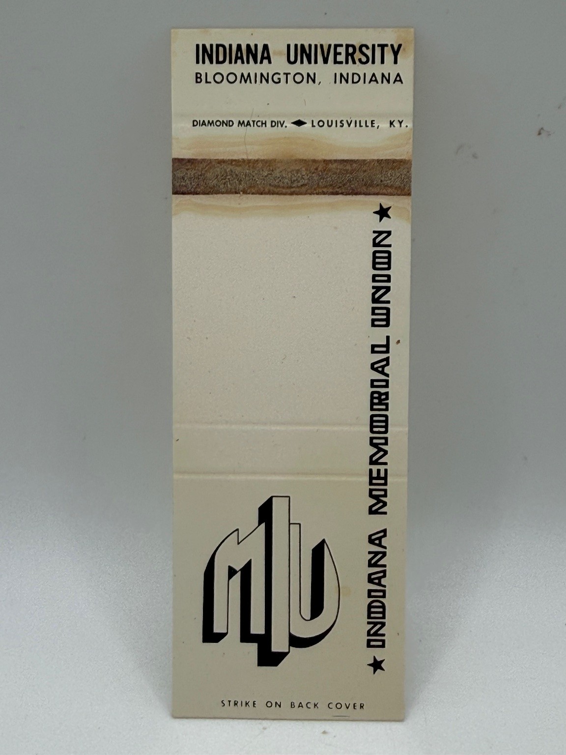 Vintage INDIANA UNIVERSITY IU Bloomington Matchbook Cover Diamond Match Vintage INDIANA UNIVERSITY IU Bloomington Matchbook Cover Diamond Match