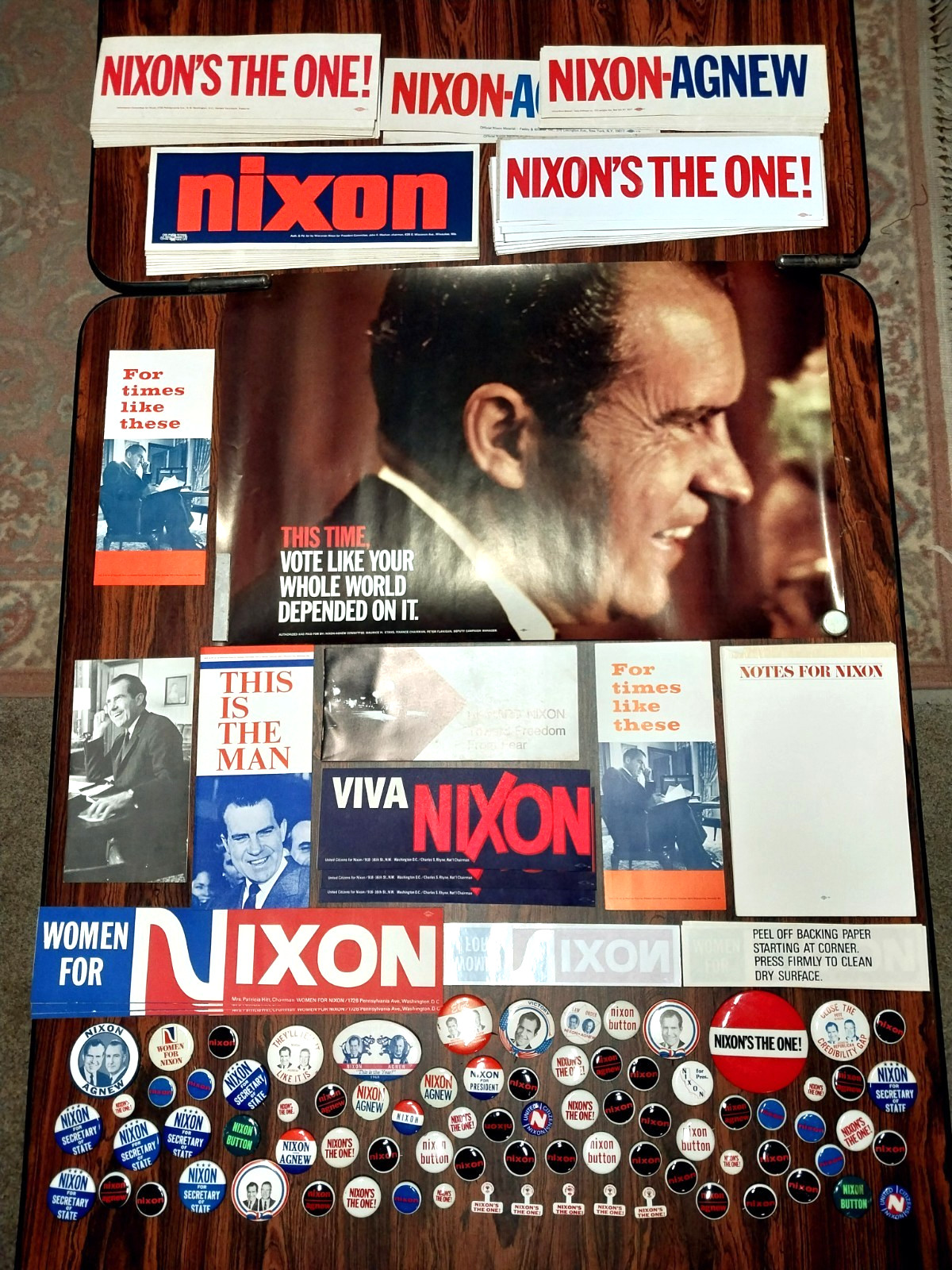 Vtg 161-pc Richard Nixon Election Campaign Poster Stickers Buttons Ephemera Lot Vtg 161-pc Richard Nixon Election Campaign Poster Stickers Buttons Ephemera Lot