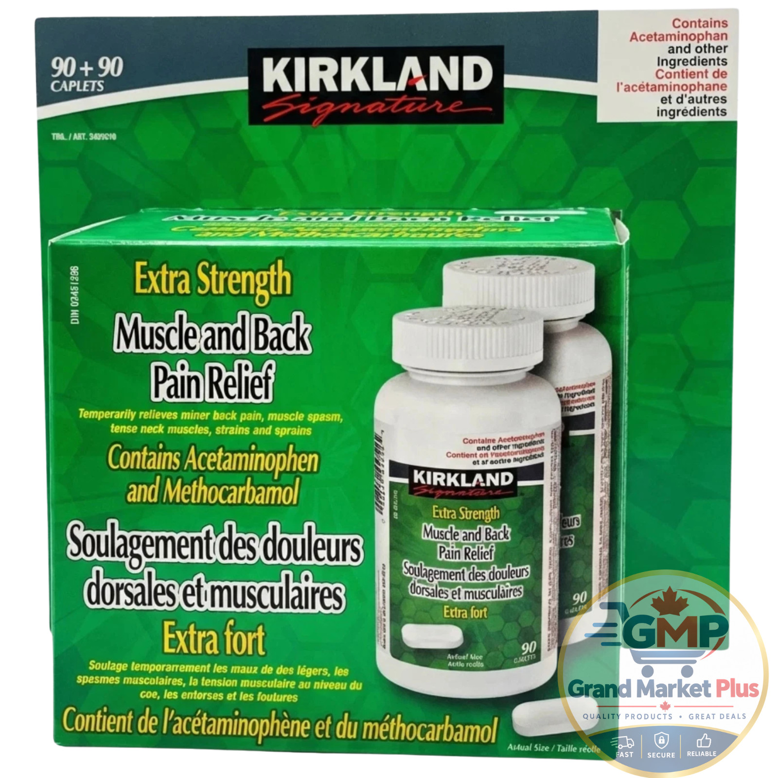 MUSCLE And BACK Pain Relief Extra Strength KIRKLAND (2X90) 180 CAPLETS EXP 2029 MUSCLE And BACK Pain Relief Extra Strength KIRKLAND (2X90) 180 CAPLETS EXP 2029