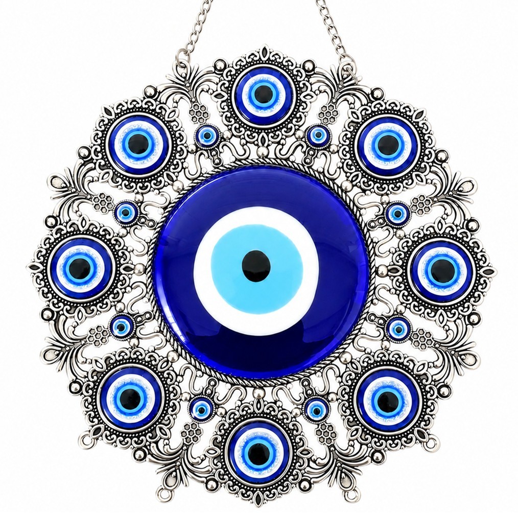 7" Large Blue Evil Eye Turkish Nazar Protective Wall Hanging Decoration Amulet 7" Large Blue Evil Eye Turkish Nazar Protective Wall Hanging Decoration Amulet
