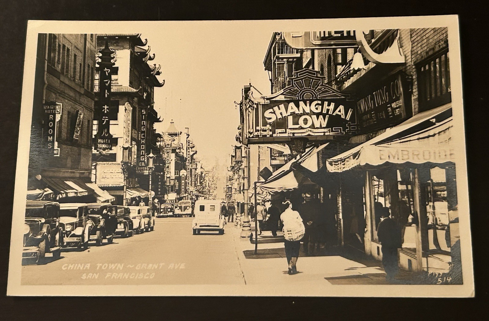 Vintage RPPC 1930s California San Francisco China Town Shops Street Cars