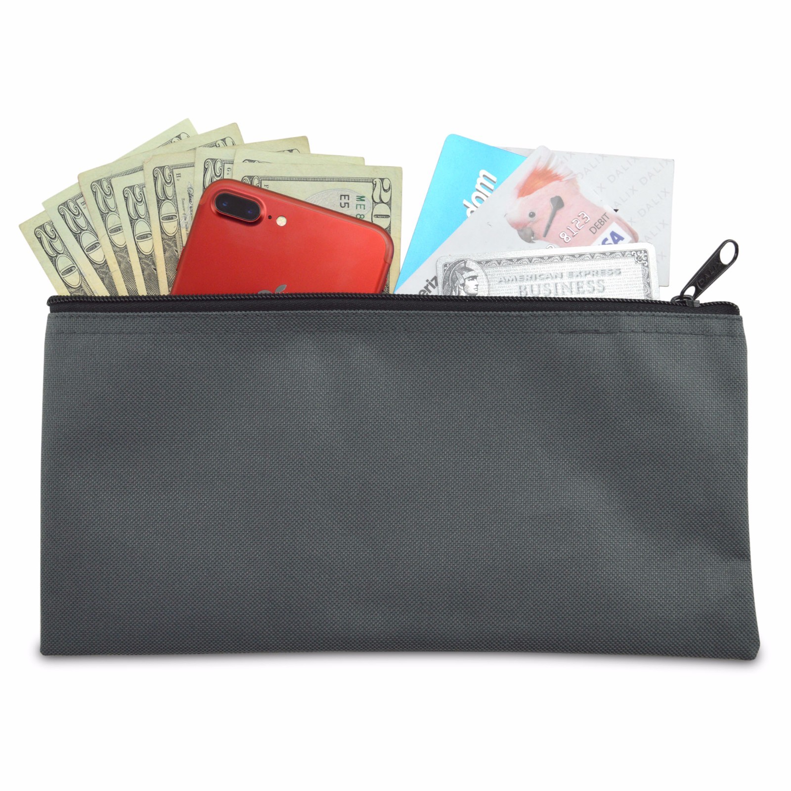 Deposit Bag Bank Pouch Zippered Safe Money Bag Organizer in GRAY Deposit Bag Bank Pouch Zippered Safe Money Bag Organizer in GRAY