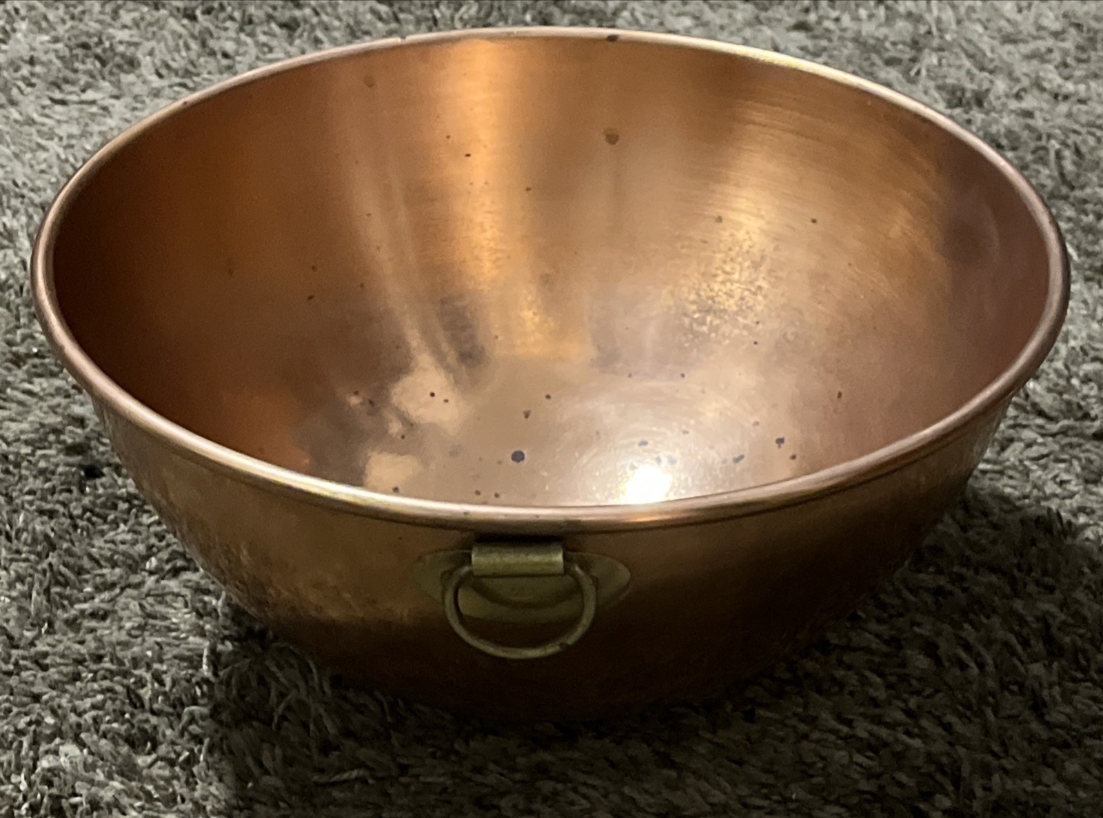 Late 20th Century Solid Copper Kitchen Mixing Bowl With Brass Hanging Hook 10.5" Late 20th Century Solid Copper Kitchen Mixing Bowl With Brass Hanging Hook 10.5"