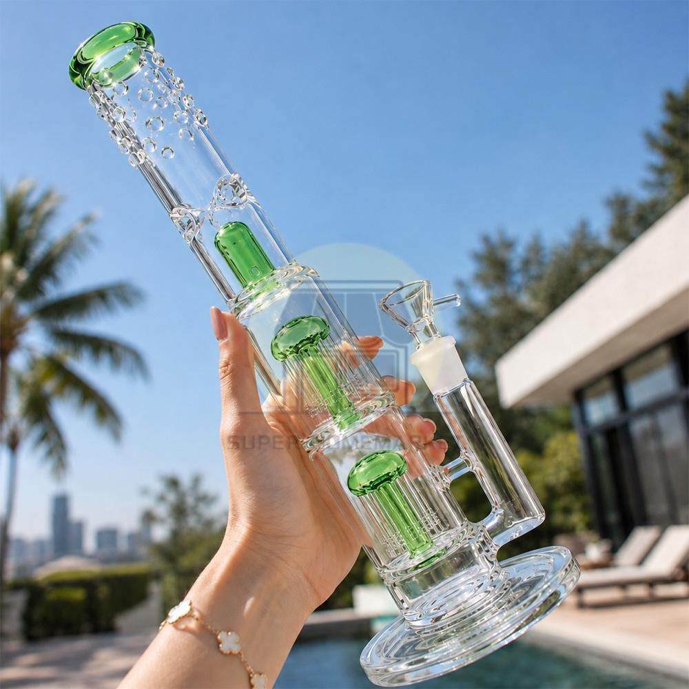 16inch Perc Glass Bong 18mm Bowl Heavy Percolate Bongs Smoking Hookah Water Pipe 16inch Perc Glass Bong 18mm Bowl Heavy Percolate Bongs Smoking Hookah Water Pipe