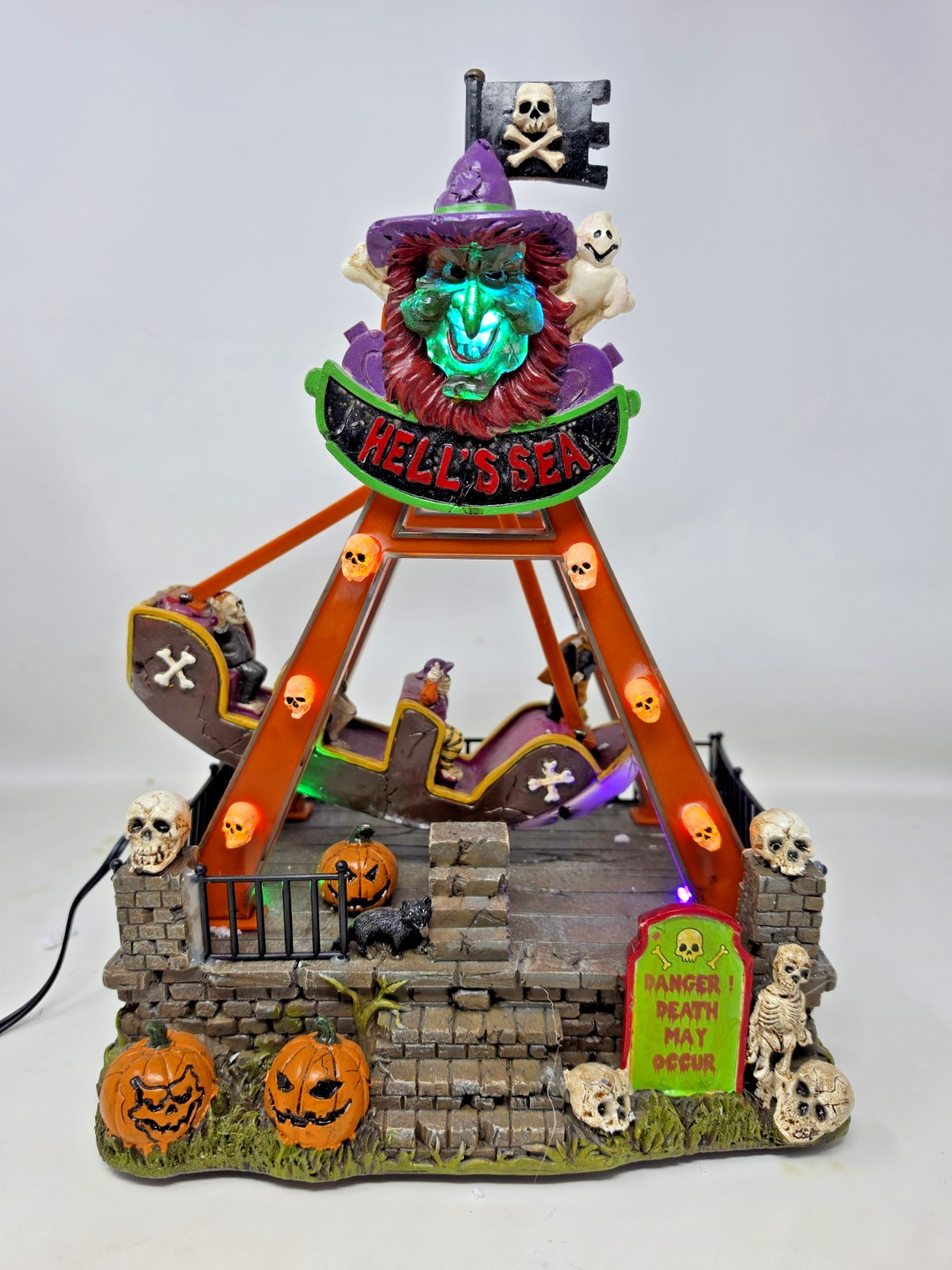 FG Square Lemax Hell's Sea Pendulum Pirate Ship Halloween Village Carnival Ride FG Square Lemax Hell's Sea Pendulum Pirate Ship Halloween Village Carnival Ride