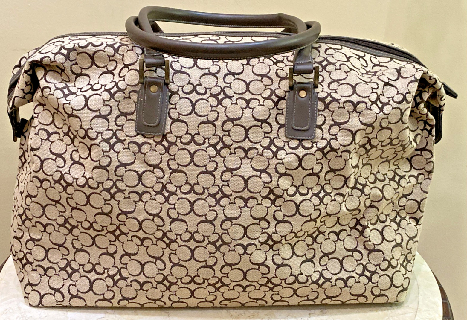 Rare Walt Disney World Mickey Mouse Pattern Woven Large Weekender Tote Bag Rare Walt Disney World Mickey Mouse Pattern Woven Large Weekender Tote Bag