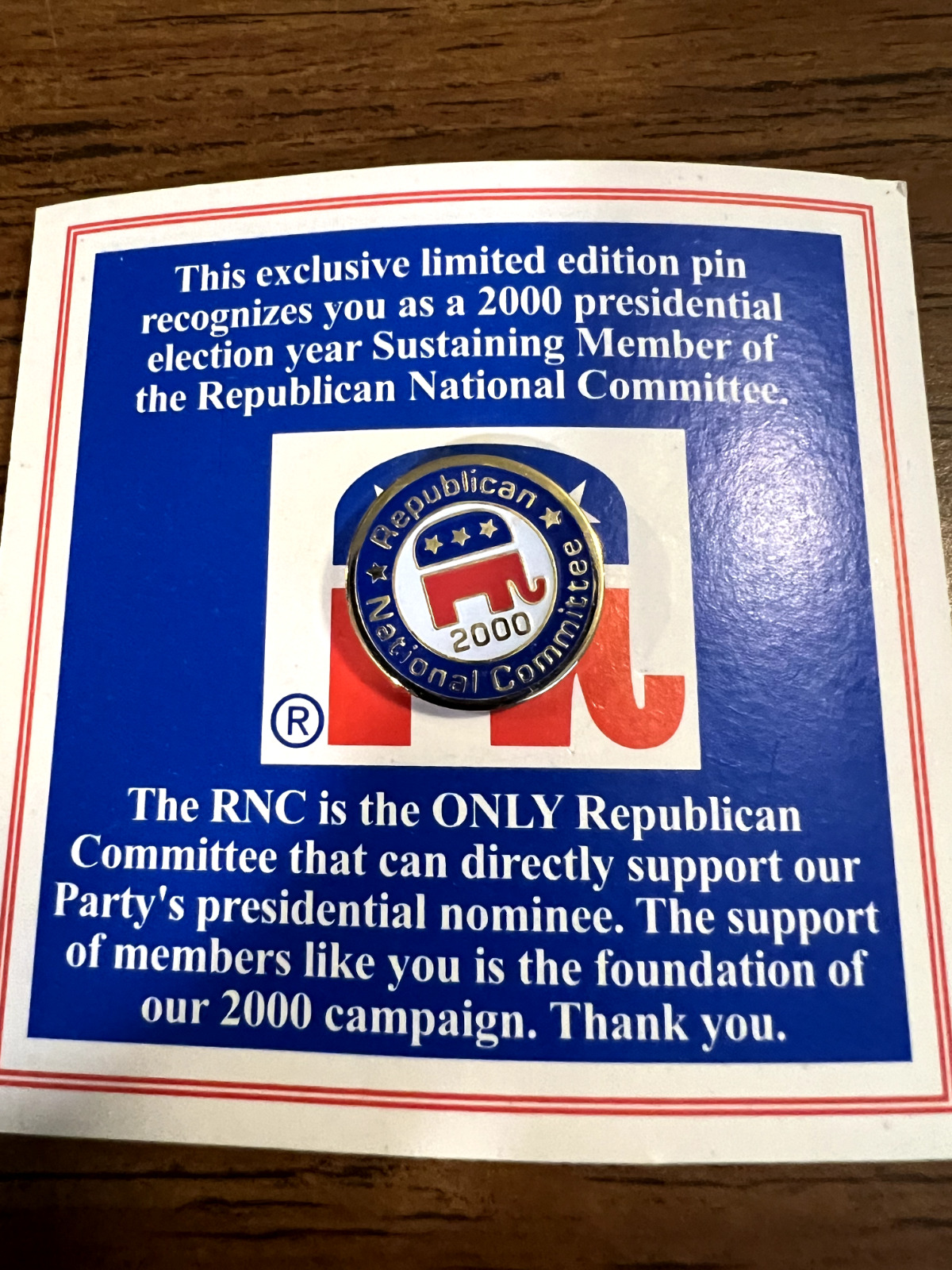 2000 Republican National Committee RNC Lapel Pin Souvenir