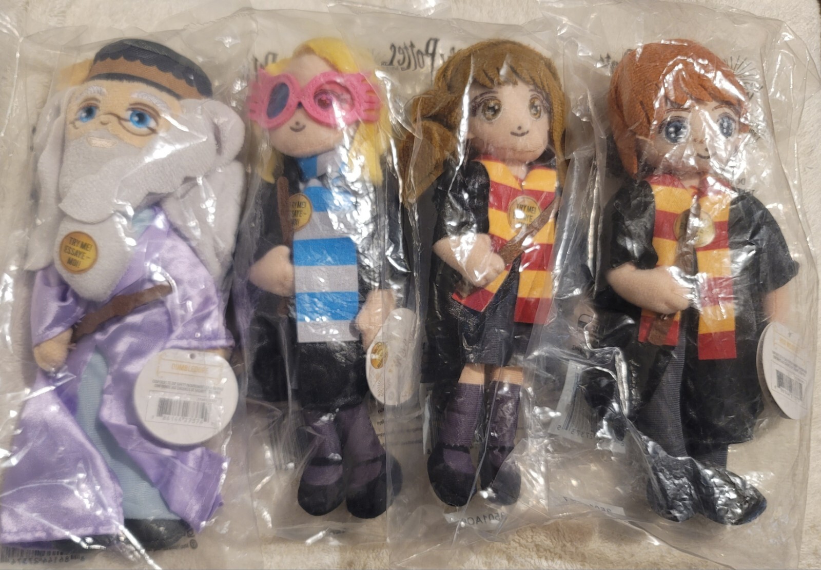Lot of 4 Harry Potter Dumbledore, Weasley, Hermione, Luna Wizards Spell Sound 8"