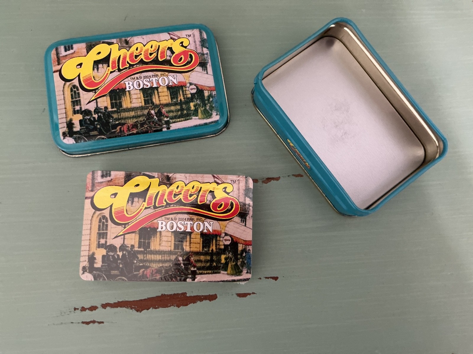 New Cheers Boston Metal Tin with Playing Cards Boston Bar TV Show New Cheers Boston Metal Tin with Playing Cards Boston Bar TV Show