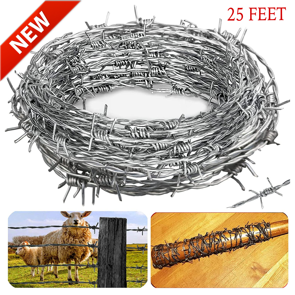High Tensile Strength 25ft 18 Gauge Fences Galvanized Barbed Wire Roll 4 Point