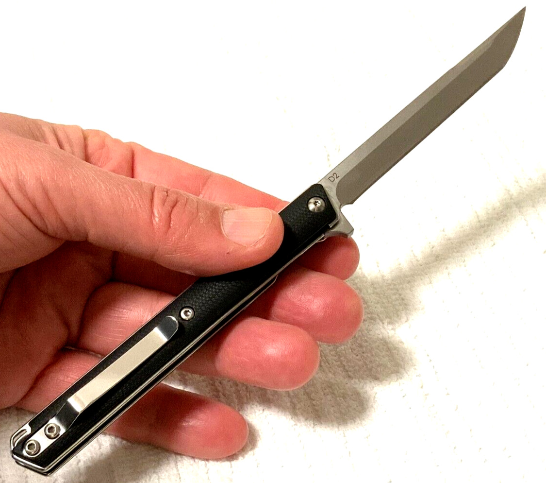 Folding Pocket Knife DC Blade G10 Handle (Clip + Flipper) EDC (Black)