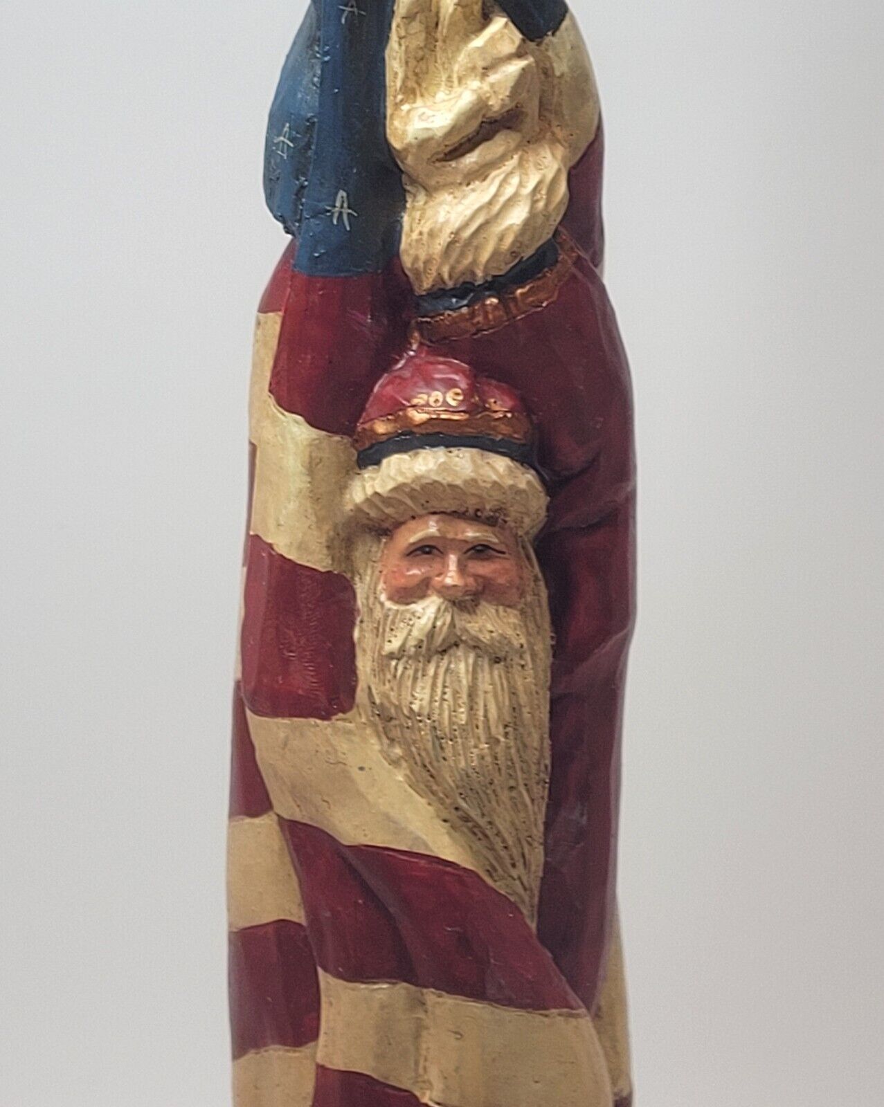House Of Hatten Patriotic Santa Figure Folk Art Look Amer. Flag Eagle 1999 13.5\