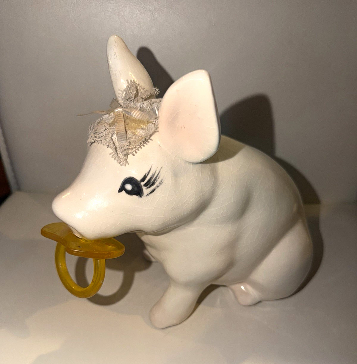 RARE Vintage Large 10" Rob Roy Ceramic Pig Piggy Bank With Pacifier # 654 RARE Vintage Large 10" Rob Roy Ceramic Pig Piggy Bank With Pacifier # 654