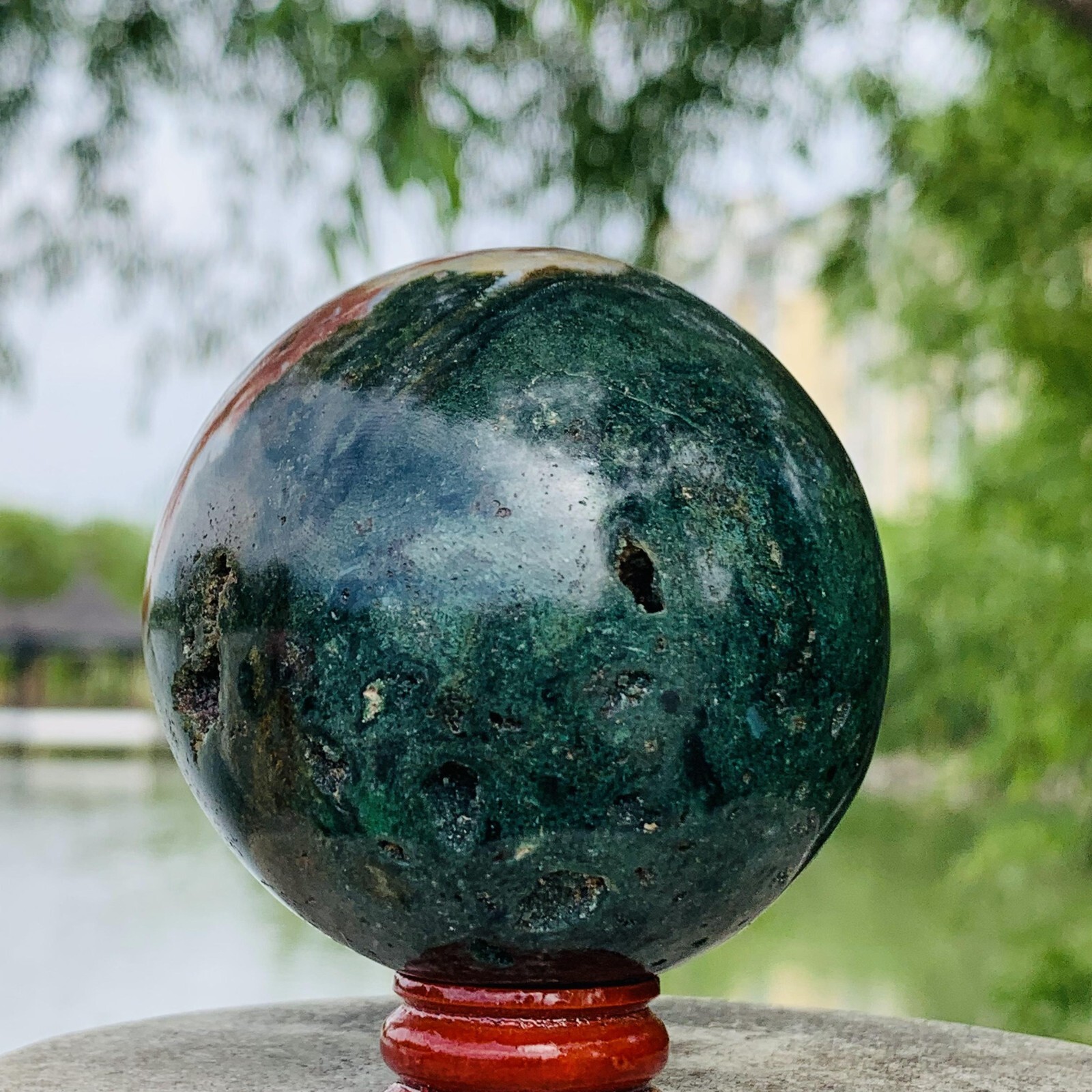372g Natural Beautiful Marine Jasper Fitness Ball Sample Healing 372g Natural Beautiful Marine Jasper Fitness Ball Sample Healing