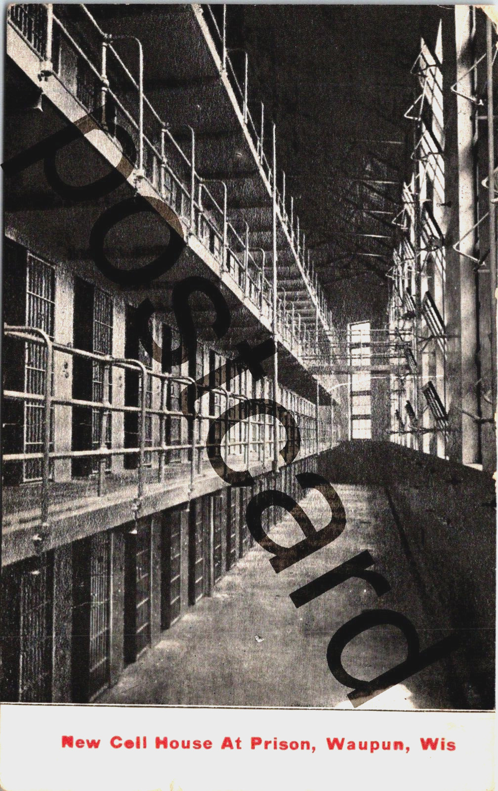 WAUPUN WI PRISON, New Cell House, Stanley Johnson Photographer postcard jj416 WAUPUN WI PRISON, New Cell House, Stanley Johnson Photographer postcard jj416