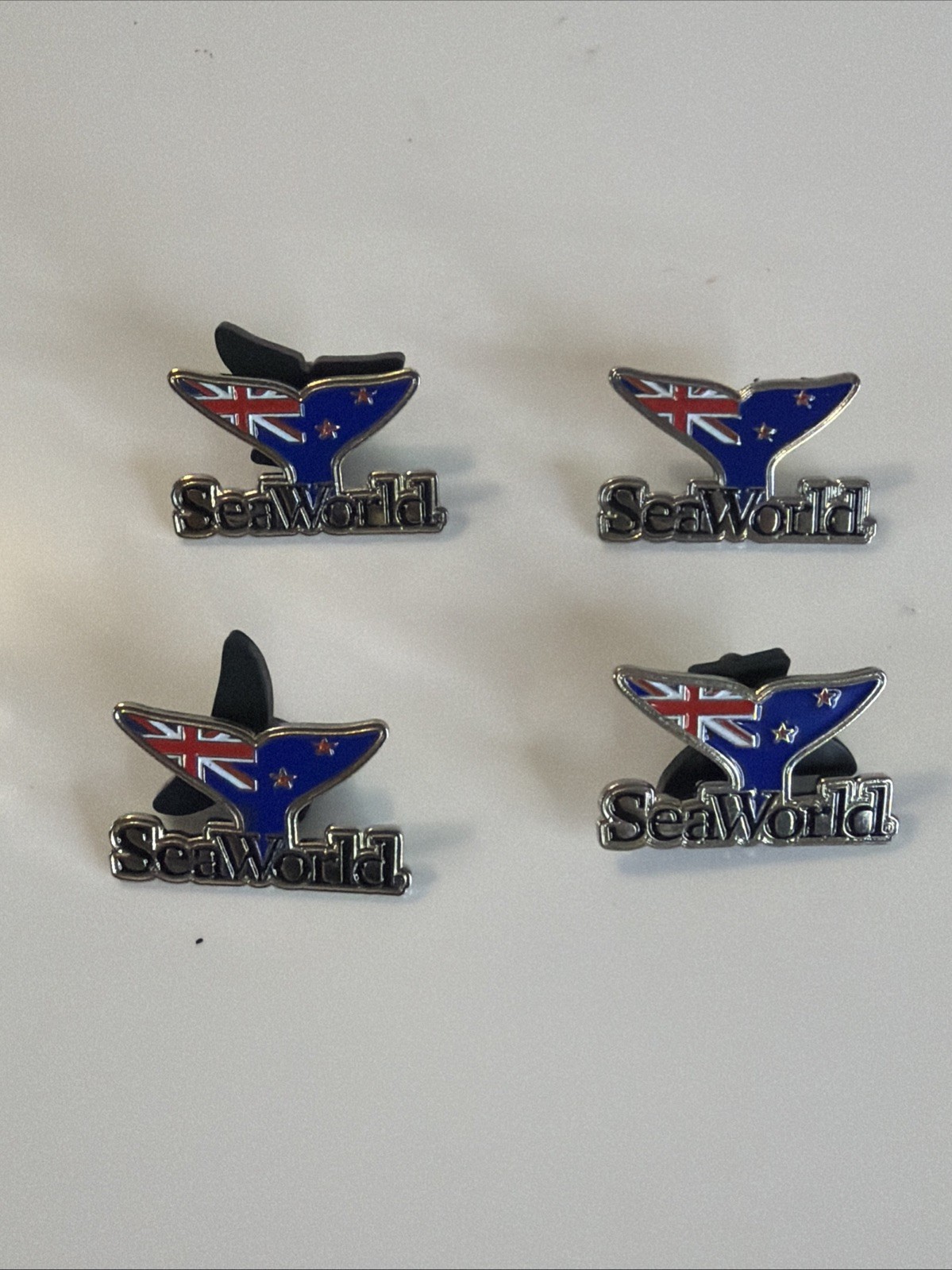 RARE Sea World Killer Whale Tail New Zealand Souvenir Enamel Trading Pin 4pc RARE Sea World Killer Whale Tail New Zealand Souvenir Enamel Trading Pin 4pc