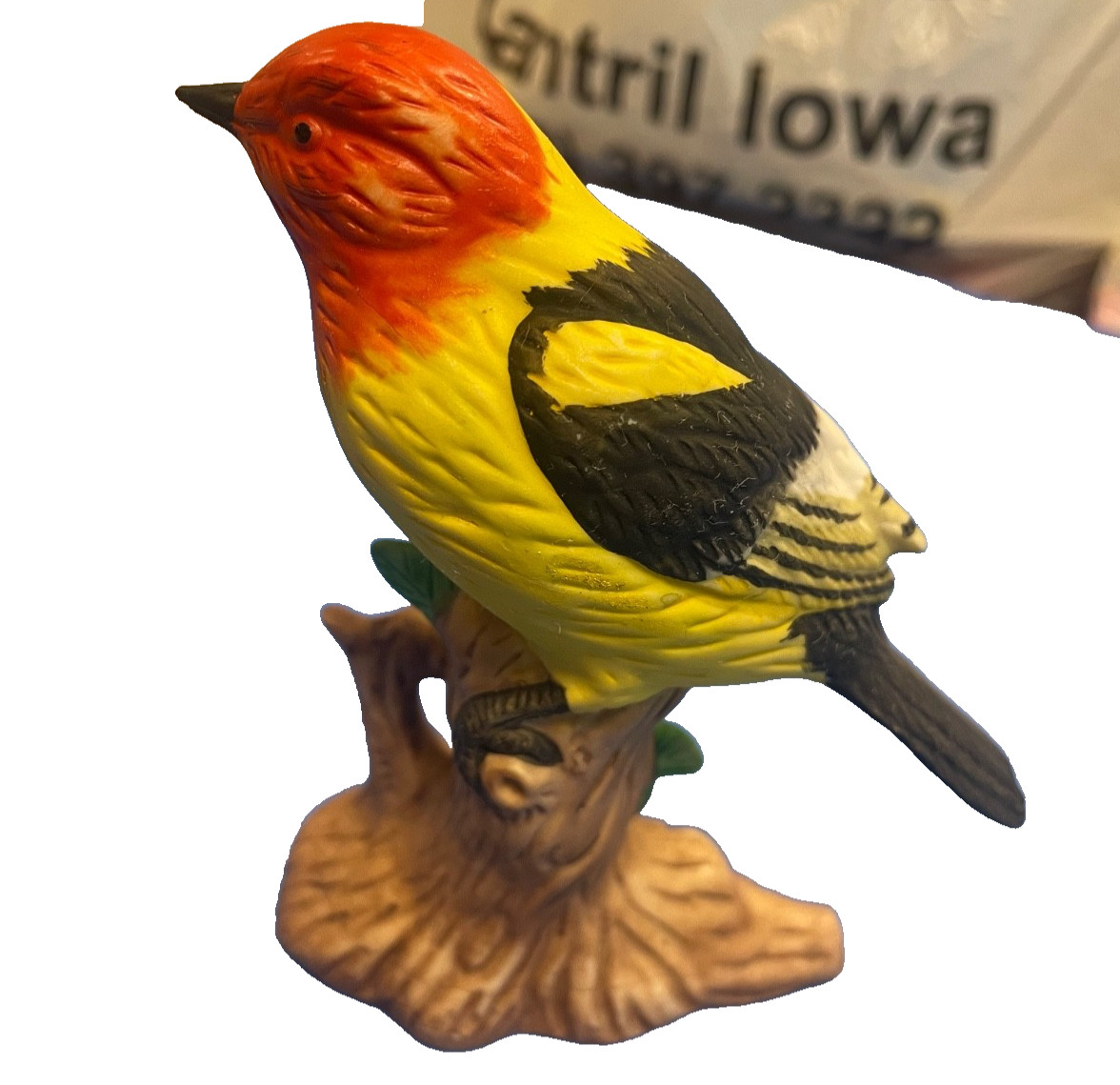 Vintage Western Tanager Bird in tree Figure Ceramic Porcelain Hand Painted Vintage Western Tanager Bird in tree Figure Ceramic Porcelain Hand Painted