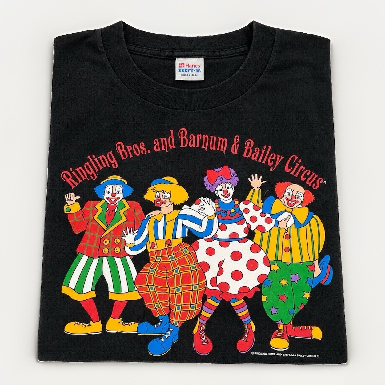 vtg Ringling Bros Barnum & Bailey Circus Clown Tee Men Large Black Made in US vtg Ringling Bros Barnum & Bailey Circus Clown Tee Men Large Black Made in US