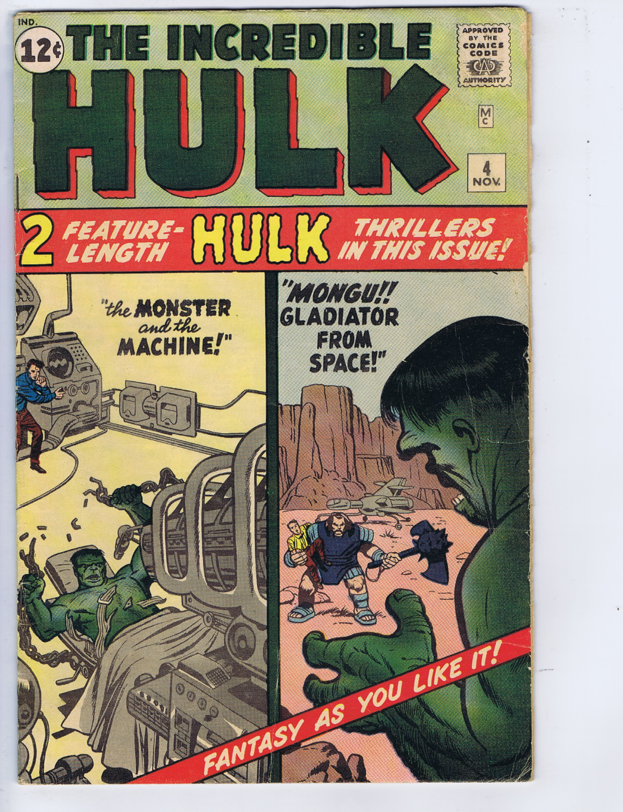 Incredible Hulk #4 Marvel 1962 '' The Monster and the Machine  "