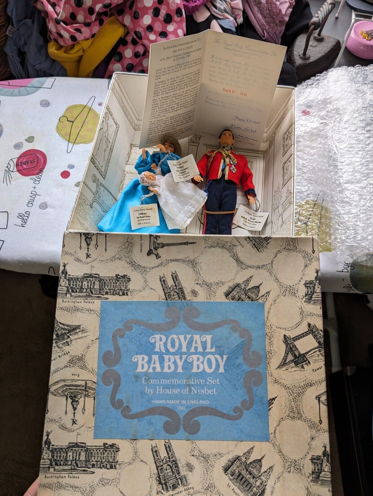 1982 ROYAL BABY BOY COMMEMORATIVE SET BY HOUSE OF NISBET AUTHENTIC CIRTIFICATE
