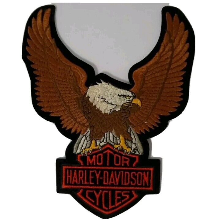 Vintage Large Harley Davidson Back Patch 10 Inch X 8 Inch Eagle Bar & Shield