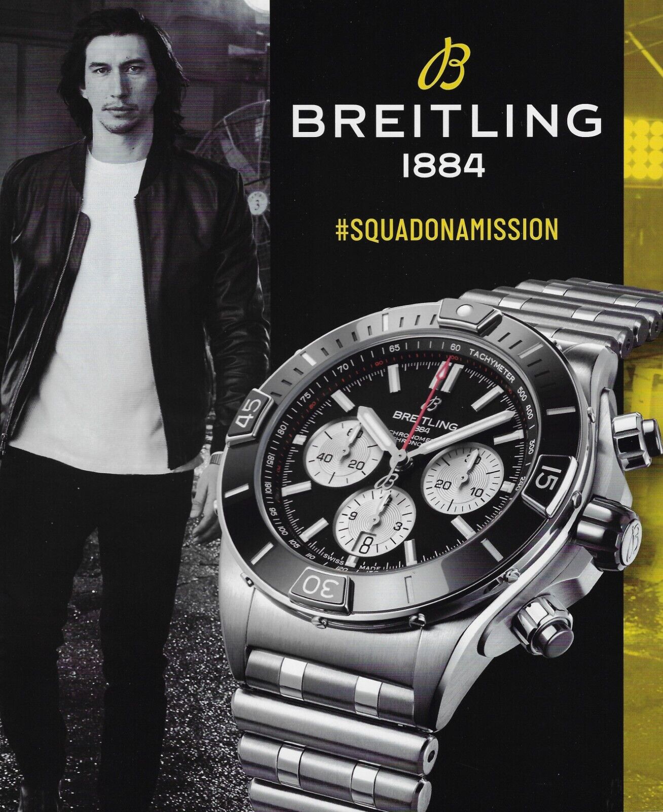 2019 Breitling 1884 Adam Driver Squad on Mission Chronometer Vintage Print Ad x
