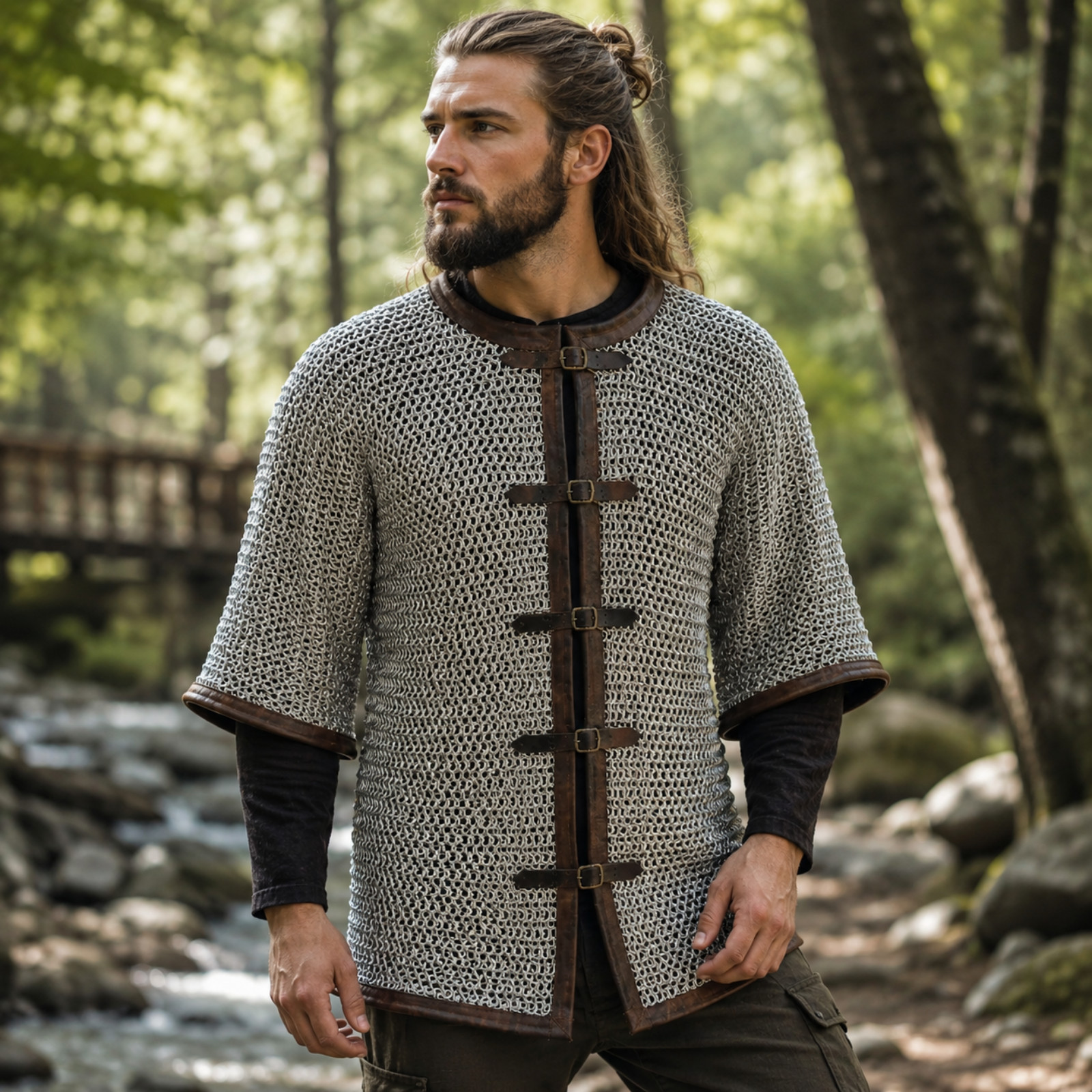 Aluminum Chainmail Hauberk Shirt Medieval Armor Viking LARP Costume Tunic Aluminum Chainmail Hauberk Shirt Medieval Armor Viking LARP Costume Tunic