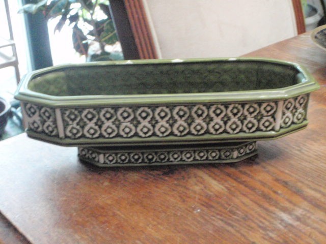 VINTAGE RELPO 5962 GREEN CERAMIC MCM PEDESTAL PLANTER MADE IN JAPAN GLOSS GLAZE VINTAGE RELPO 5962 GREEN CERAMIC MCM PEDESTAL PLANTER MADE IN JAPAN GLOSS GLAZE