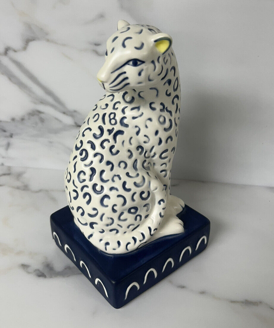 Opalhouse Ceramic Leopard Single Bookend Figurine Blue White