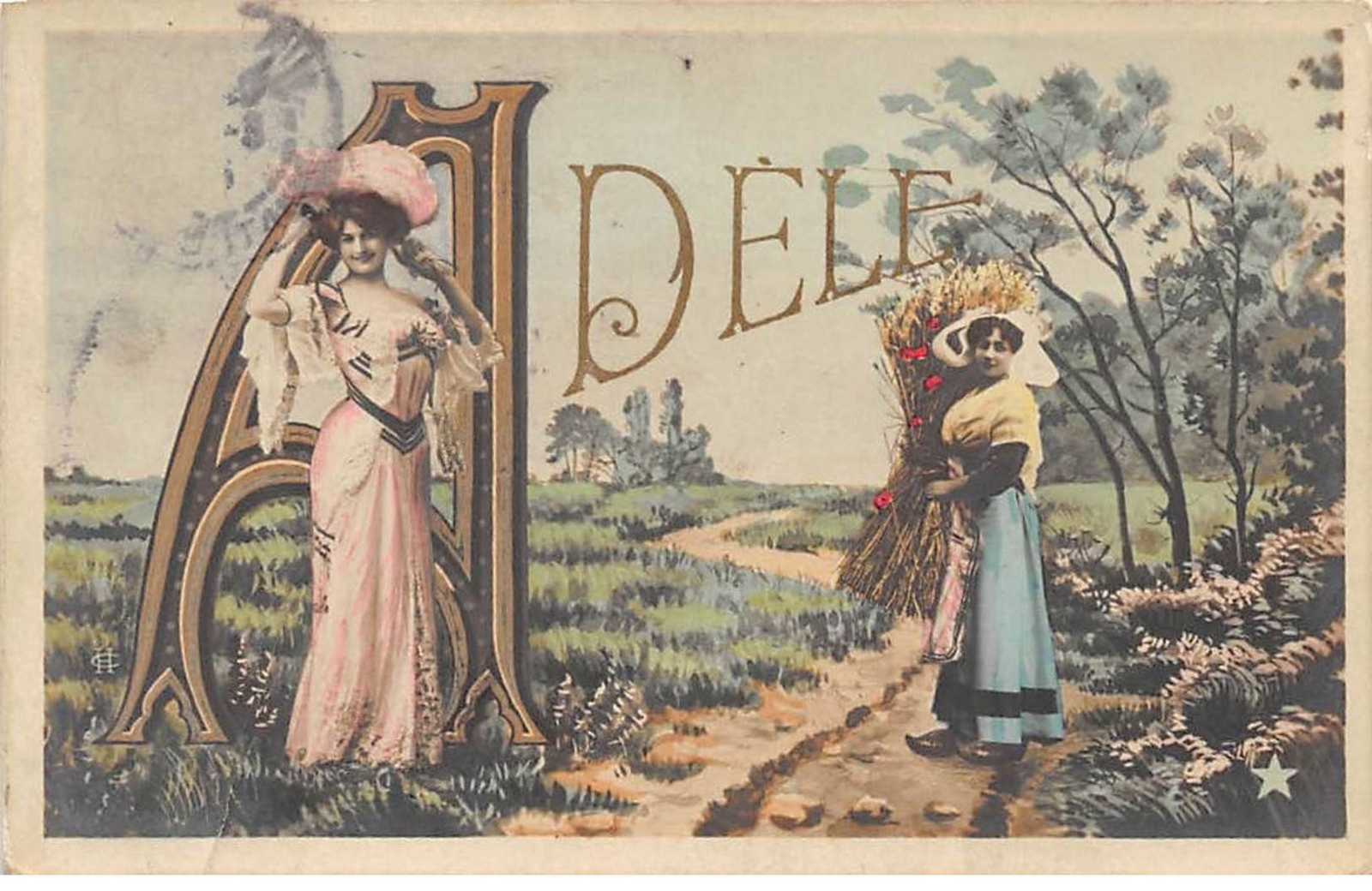 First Name - No. 84085 - Adèle - Young Women, One Carrying A Bundle Of Hay First Name - No. 84085 - Adèle - Young Women, One Carrying A Bundle Of Hay