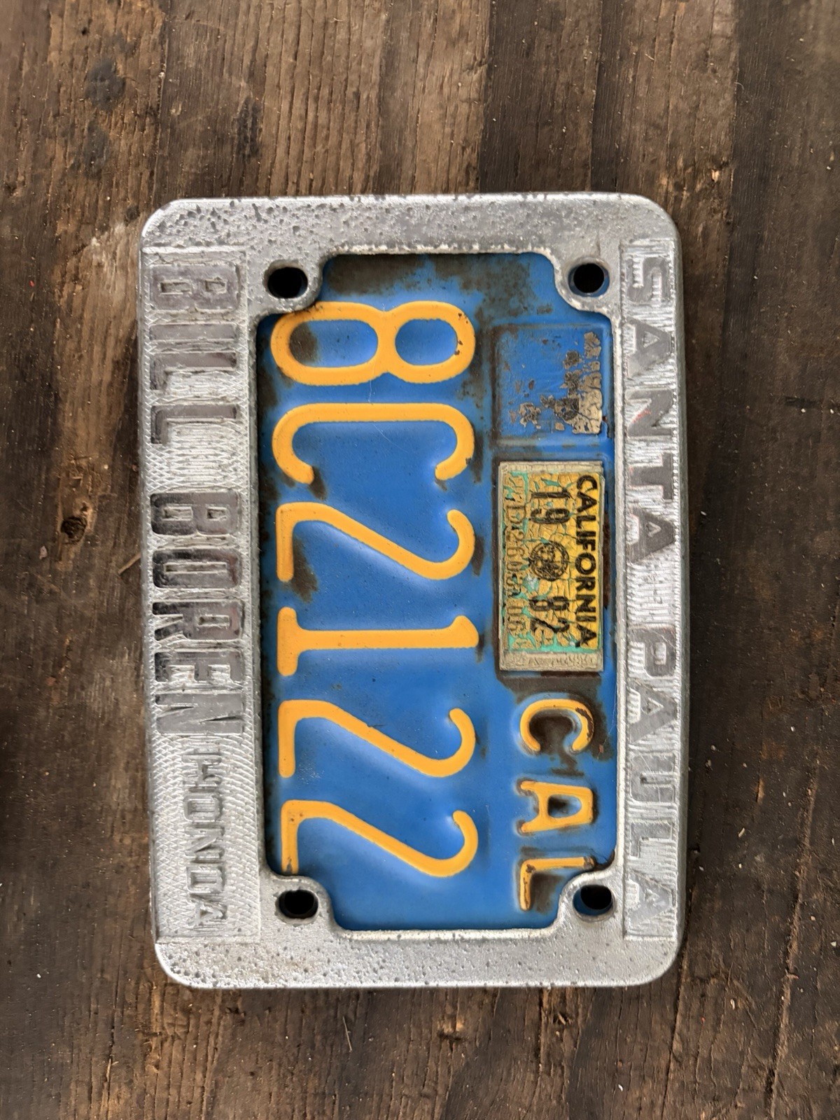 1970s California Motorcycle License Plate & Frame 1970s California Motorcycle License Plate & Frame