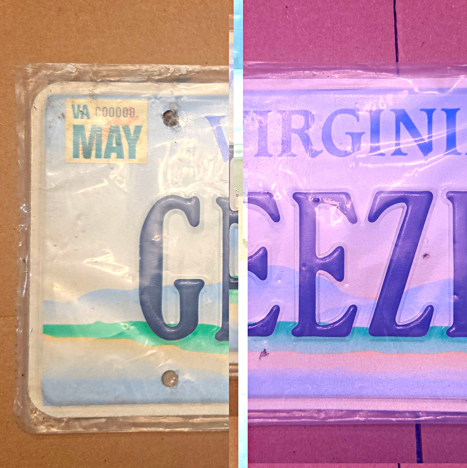 Virginia Collectible License Plate with MAY Registration Sticker Virginia Collectible License Plate with MAY Registration Sticker