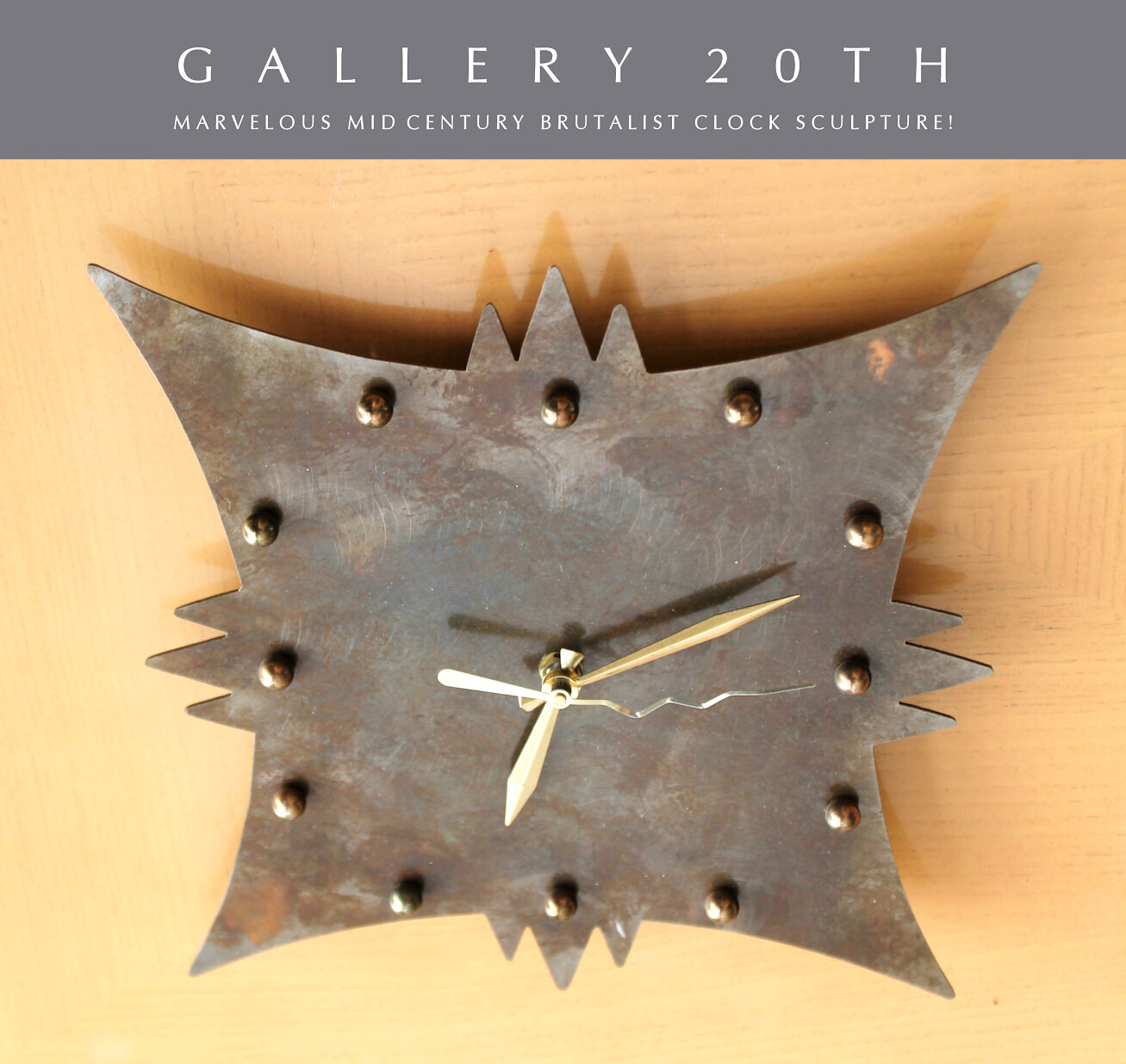 RARE CUSTOM MID CENTURY MODERN ART BRUTALIST WALL CLOCK BERTOIA VTG 50's BOHO RARE CUSTOM MID CENTURY MODERN ART BRUTALIST WALL CLOCK BERTOIA VTG 50's BOHO