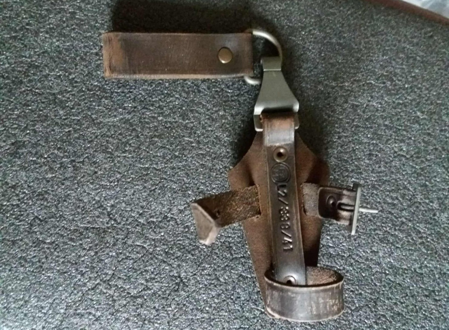 Rare WWII German Dagger Leather Hanger DRGM 5/25 Marked Vintage Suspension Rare WWII German Dagger Leather Hanger DRGM 5/25 Marked Vintage Suspension