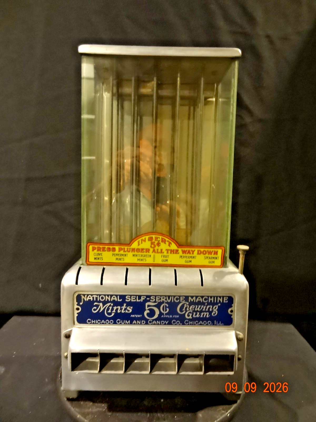 1925 NATIONAL Self-Service Gum + Candy Coin Op Vendor