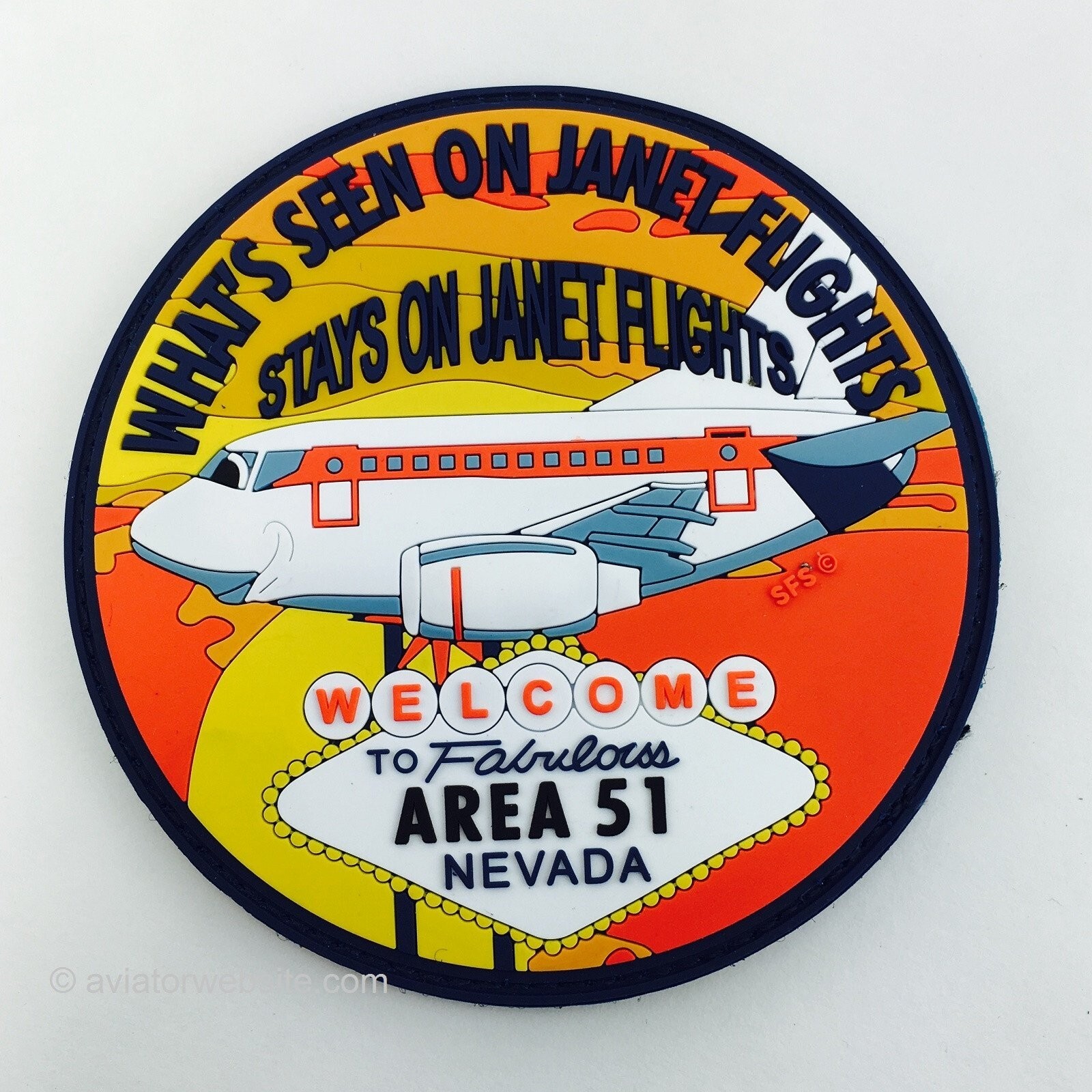 JANET AIRLINES "Welcome to Fabulous Area 51 Nevada" - PVC Patch w/ Hook&Loop JANET AIRLINES "Welcome to Fabulous Area 51 Nevada" - PVC Patch w/ Hook&Loop