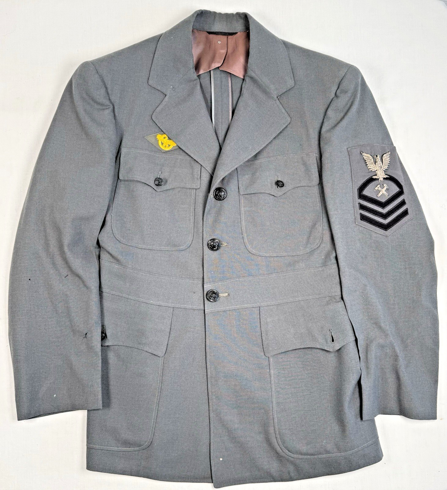WWII US Navy Damage Control Chief Petty Officers CPO Gray Uniform Dress Jacket