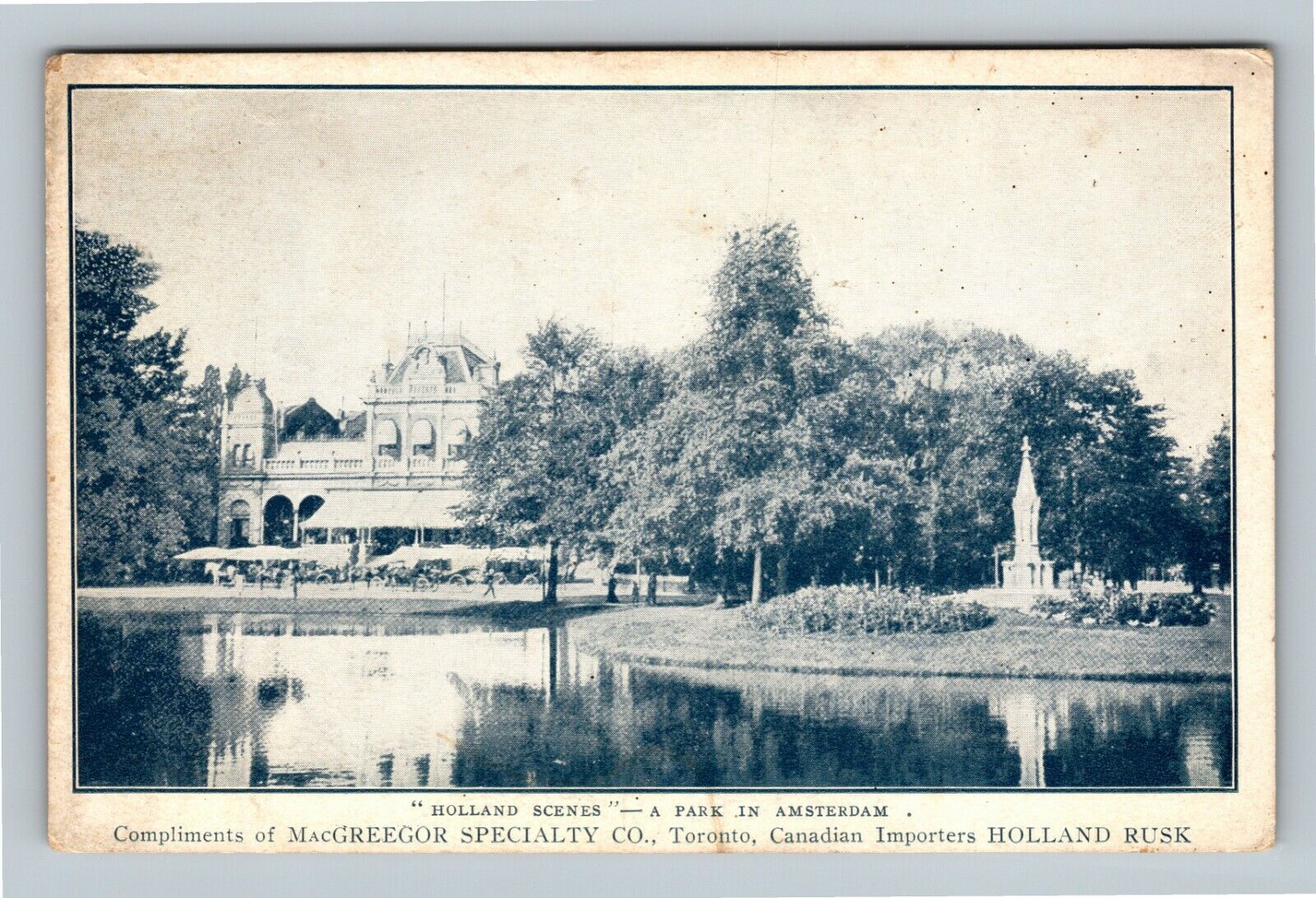 Scene In Park, Amsterdam Holland Vintage Postcard