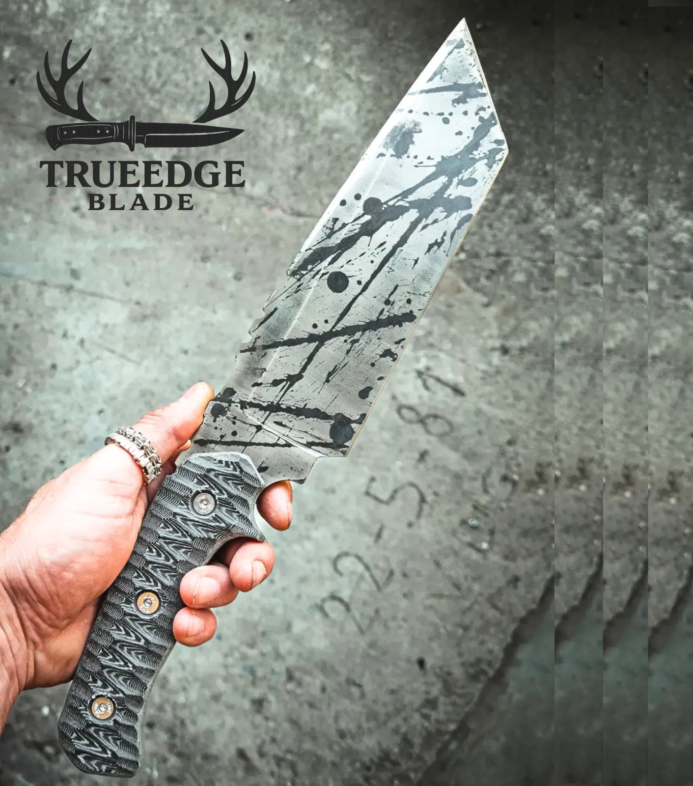 Handcrafted T-Rex BlackBlood Lynx Edition | D2 Steel & Gray Micarta Handle Handcrafted T-Rex BlackBlood Lynx Edition | D2 Steel & Gray Micarta Handle
